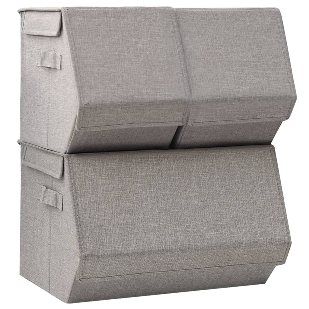 Berkfield Stackable Storage Box Set of 3 Pieces Fabric Grey