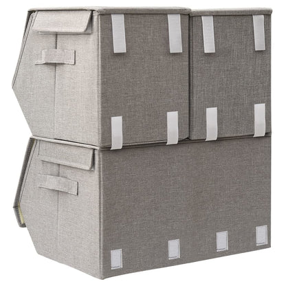 Berkfield Stackable Storage Box Set of 3 Pieces Fabric Grey
