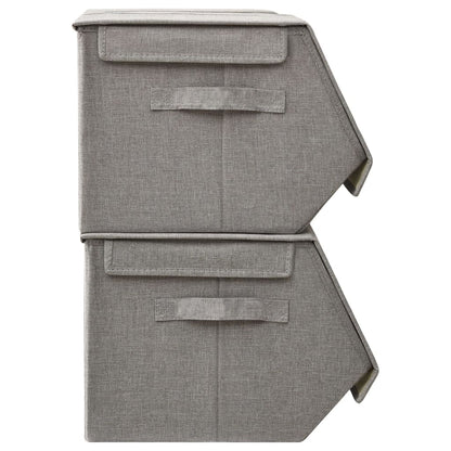 Berkfield Stackable Storage Box Set of 3 Pieces Fabric Grey