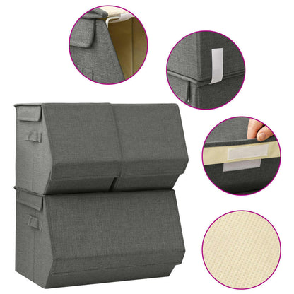 Berkfield Stackable Storage Box Set of 3 Pieces Fabric Anthracite
