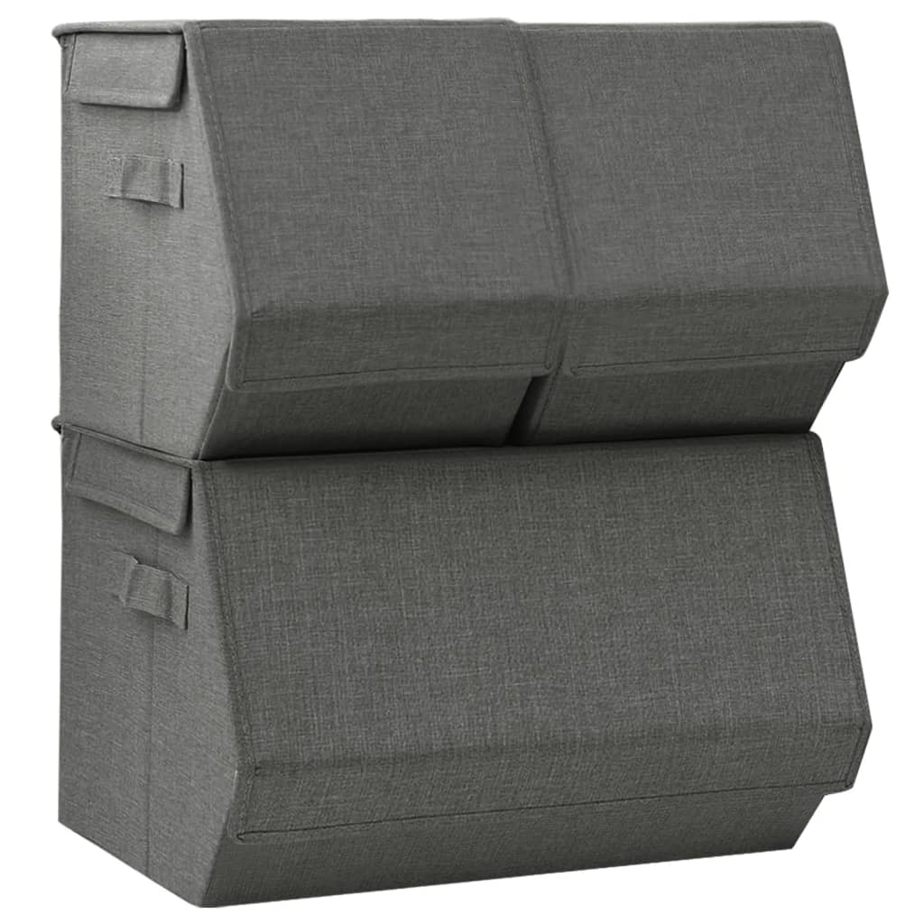Berkfield Stackable Storage Box Set of 3 Pieces Fabric Anthracite
