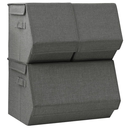 Berkfield Stackable Storage Box Set of 3 Pieces Fabric Anthracite