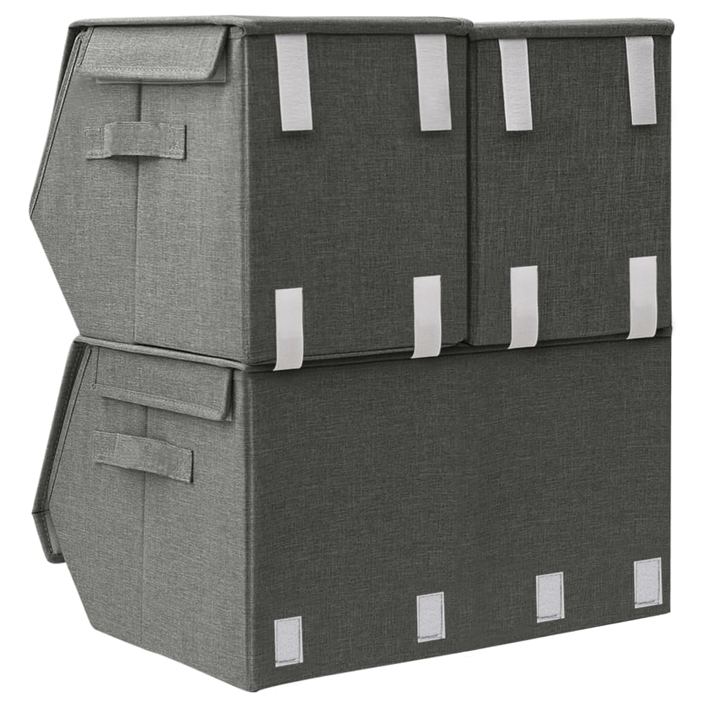 Berkfield Stackable Storage Box Set of 3 Pieces Fabric Anthracite