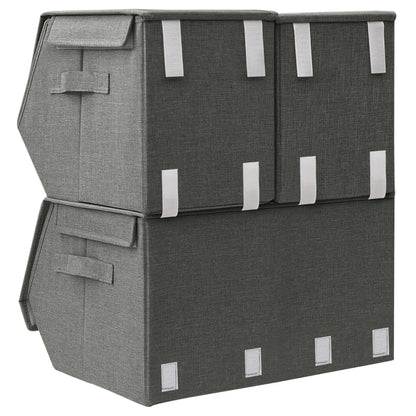 Berkfield Stackable Storage Box Set of 3 Pieces Fabric Anthracite