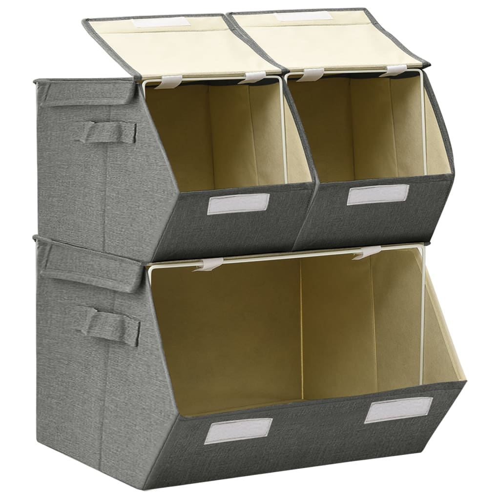 Berkfield Stackable Storage Box Set of 3 Pieces Fabric Anthracite