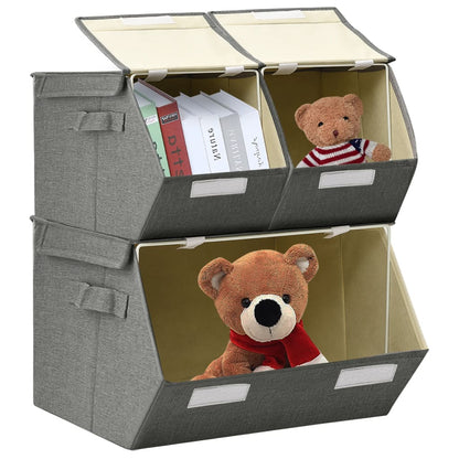 Berkfield Stackable Storage Box Set of 3 Pieces Fabric Anthracite