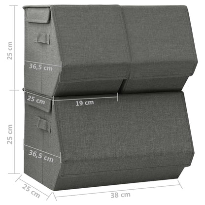 Berkfield Stackable Storage Box Set of 3 Pieces Fabric Anthracite