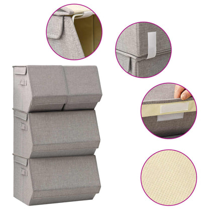 Berkfield Stackable Storage Box Set of 4 Pieces Fabric Grey