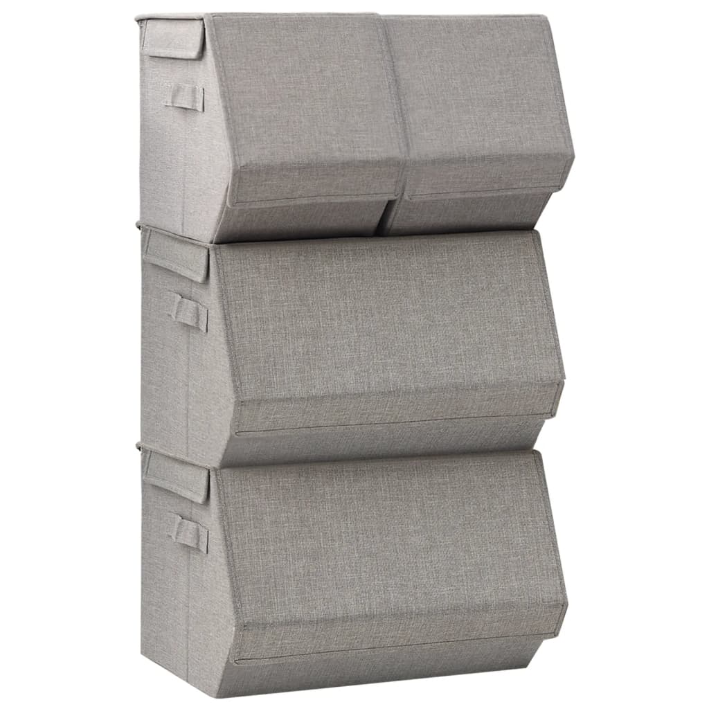 Berkfield Stackable Storage Box Set of 4 Pieces Fabric Grey