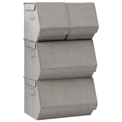 Berkfield Stackable Storage Box Set of 4 Pieces Fabric Grey