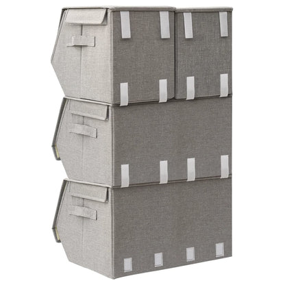 Berkfield Stackable Storage Box Set of 4 Pieces Fabric Grey
