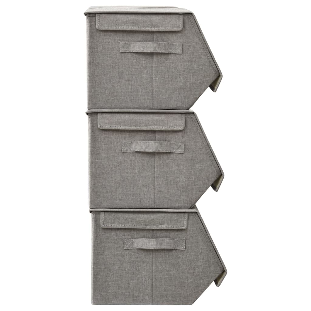 Berkfield Stackable Storage Box Set of 4 Pieces Fabric Grey