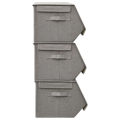 Berkfield Stackable Storage Box Set of 4 Pieces Fabric Grey