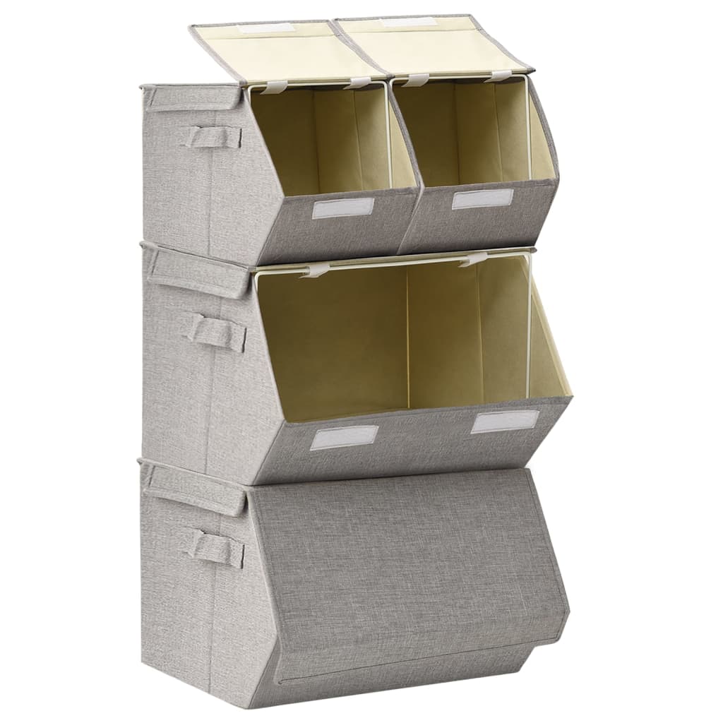Berkfield Stackable Storage Box Set of 4 Pieces Fabric Grey