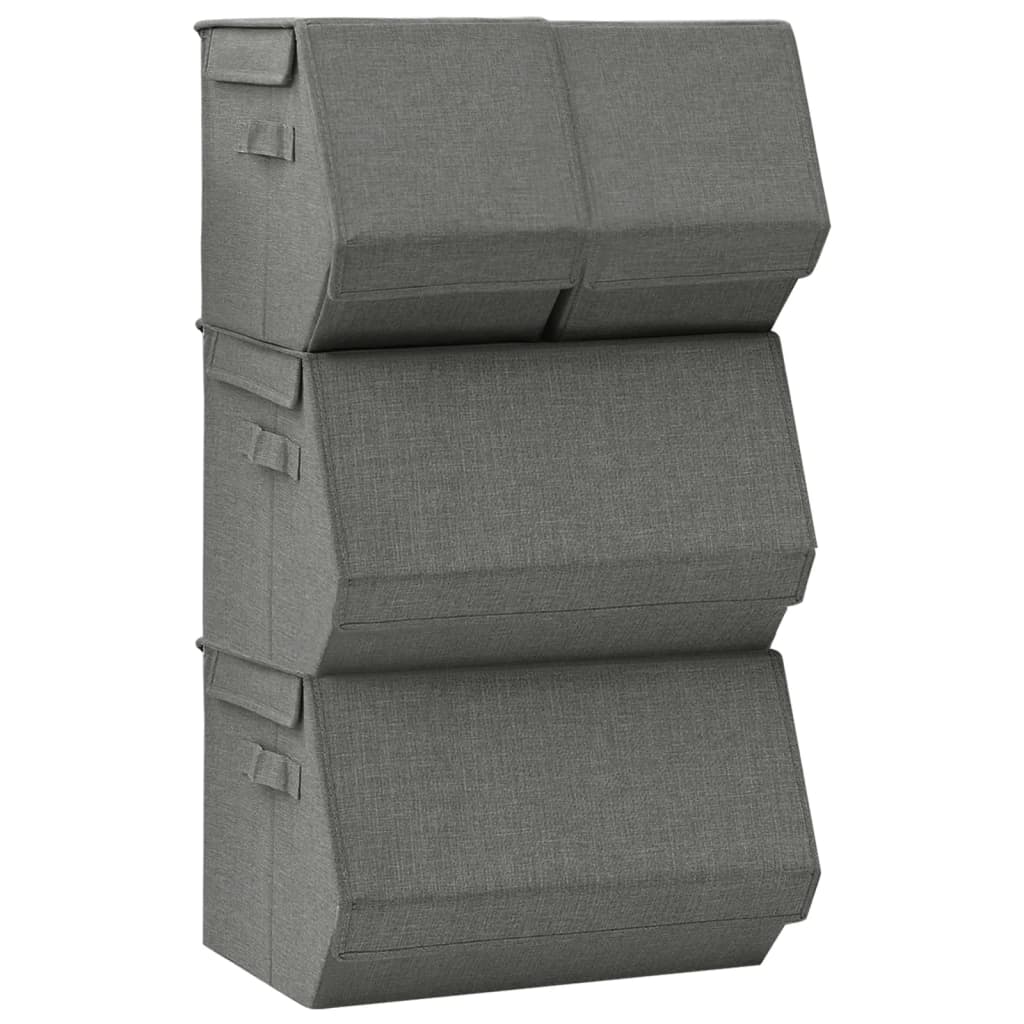 Berkfield Stackable Storage Box Set of 4 Pieces Fabric Anthracite