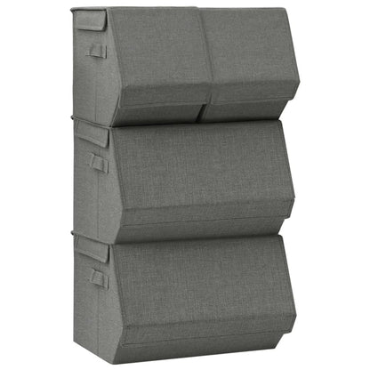 Berkfield Stackable Storage Box Set of 4 Pieces Fabric Anthracite