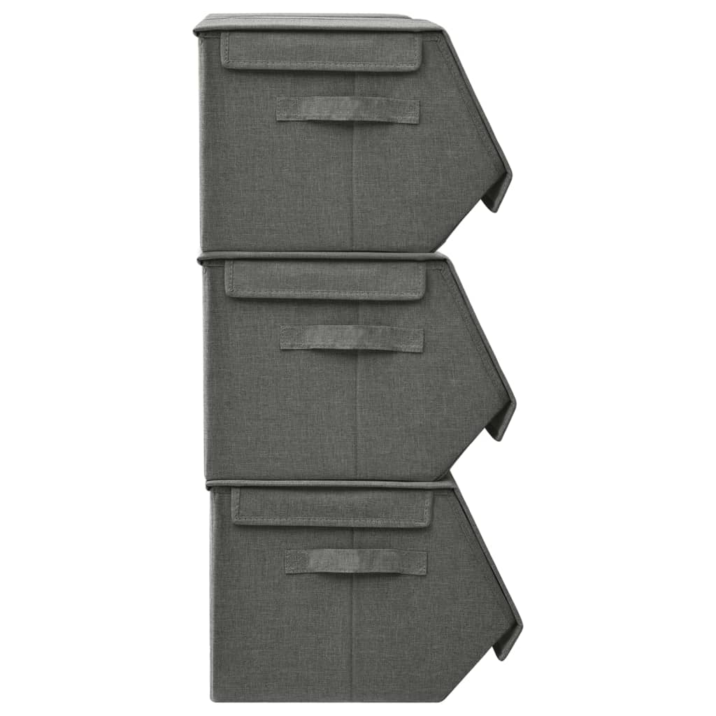 Berkfield Stackable Storage Box Set of 4 Pieces Fabric Anthracite