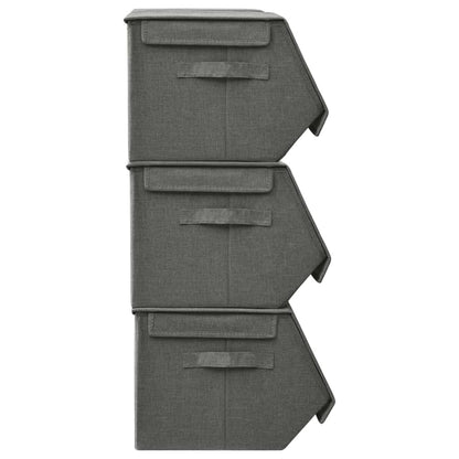 Berkfield Stackable Storage Box Set of 4 Pieces Fabric Anthracite