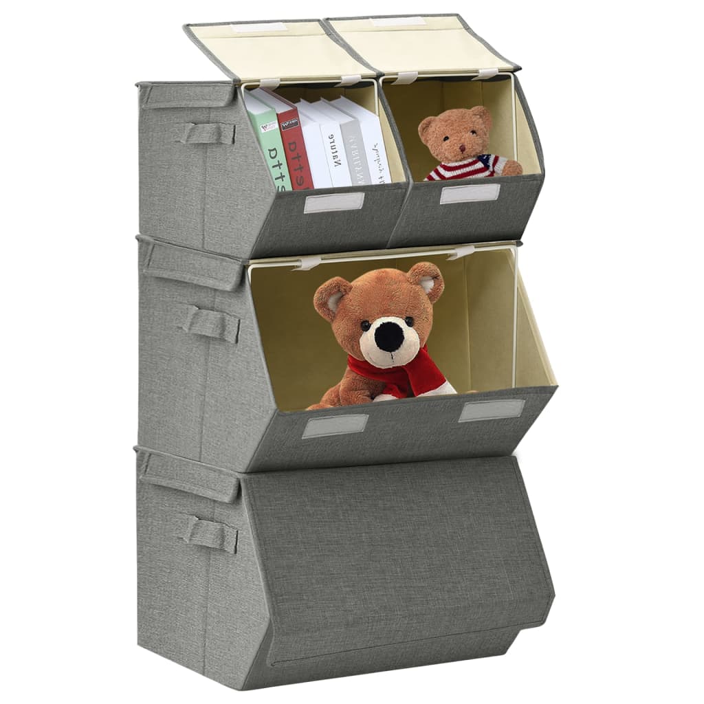 Berkfield Stackable Storage Box Set of 4 Pieces Fabric Anthracite