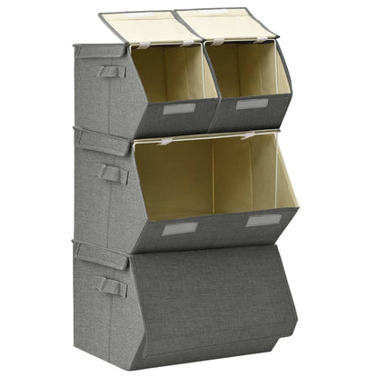 Berkfield Stackable Storage Box Set of 4 Pieces Fabric Anthracite