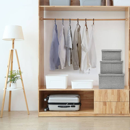 Berkfield Stackable Storage Box Set of 3 Piece Fabric Grey