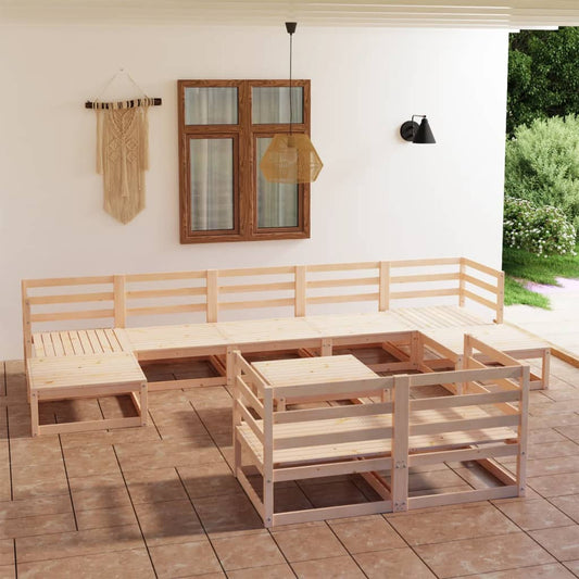 Berkfield 10 Piece Garden Lounge Set Solid Pinewood