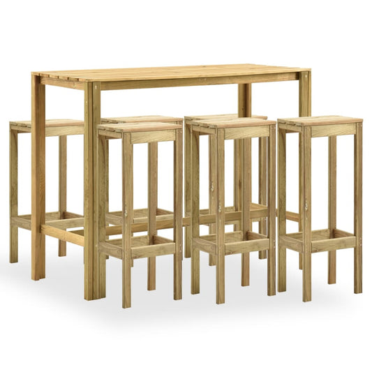 Berkfield 7 Piece Garden Bar Set Green Impregnated Pinewood