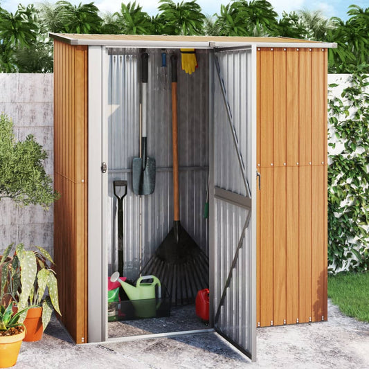 Berkfield Garden Shed 180.5x97x209.5 cm Galvanised Steel Wooden Look