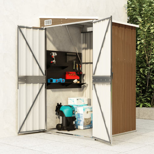 Berkfield Wall-mounted Garden Shed Brown 118x100x178 cm Galvanised Steel
