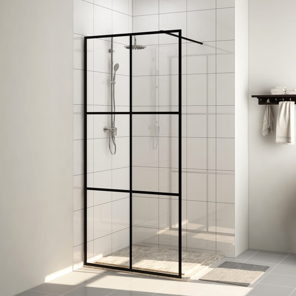 Berkfield Walk-in Shower Wall with Clear ESG Glass 100x195 cm Black