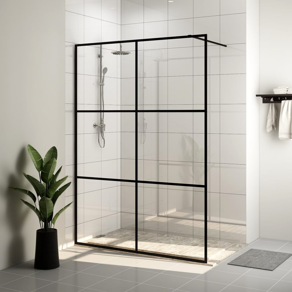 Berkfield Walk-in Shower Wall with Clear ESG Glass 140x195 cm Black