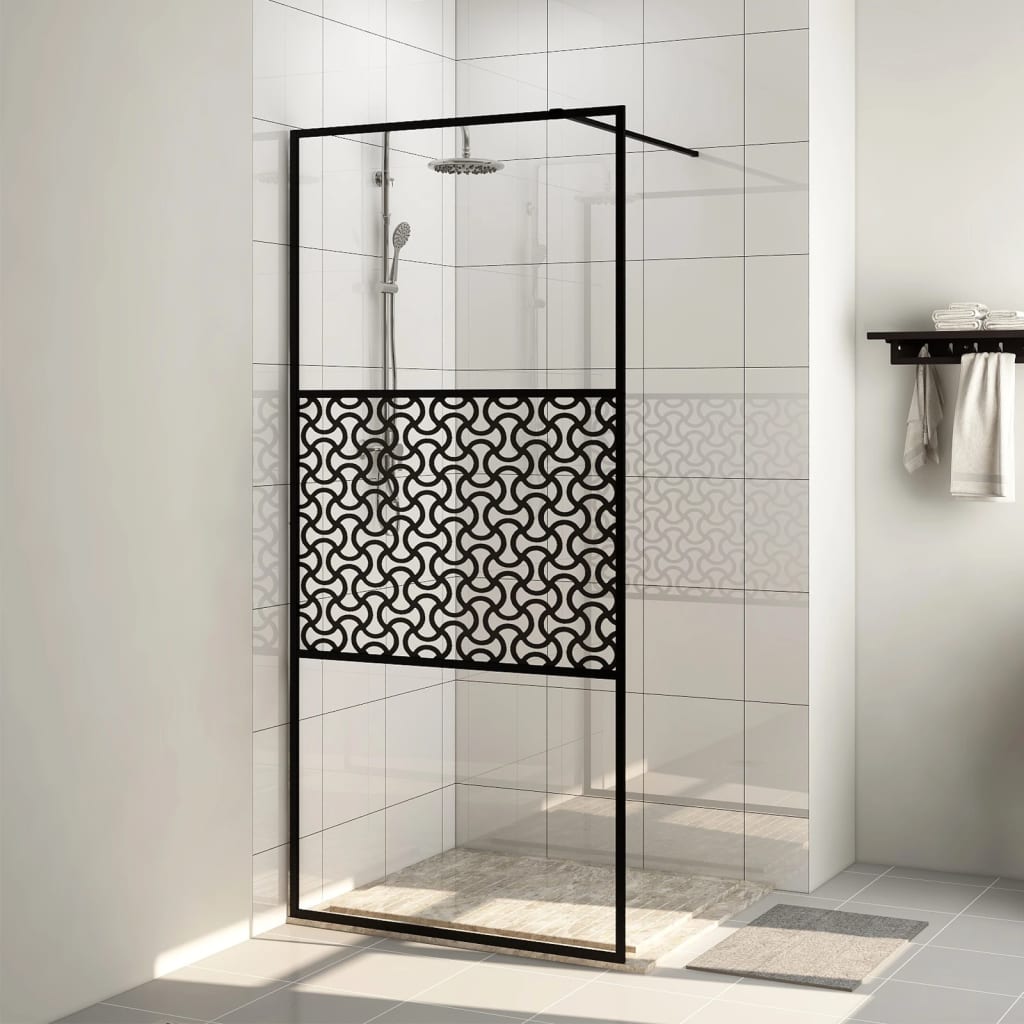 Berkfield Walk-in Shower Wall with Clear ESG Glass 80x195 cm Black