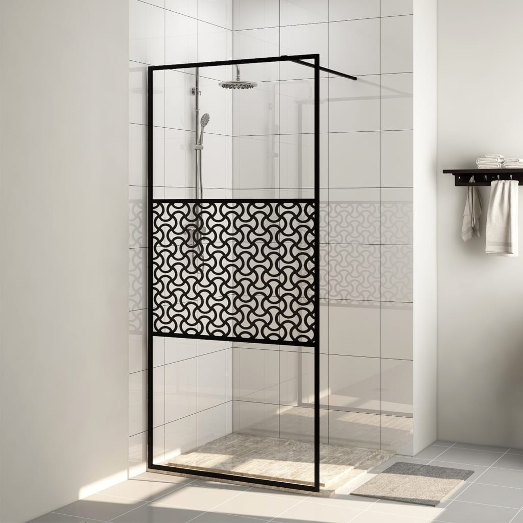 Berkfield Walk-in Shower Wall with Clear ESG Glass 100x195 cm Black