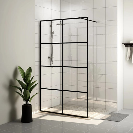 Berkfield Walk-in Shower Wall with Clear ESG Glass 90x195 cm Black