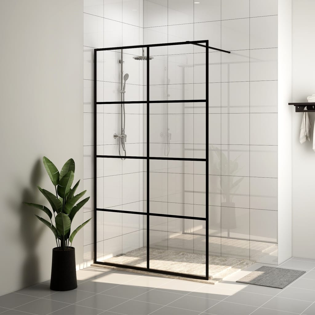 Berkfield Walk-in Shower Wall with Clear ESG Glass 100x195 cm Black