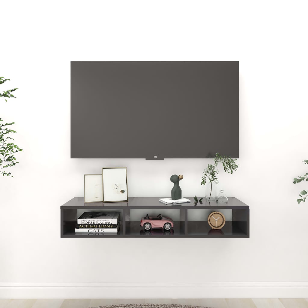 Berkfield Wall Shelf Grey 102x30x17 cm Engineered Wood