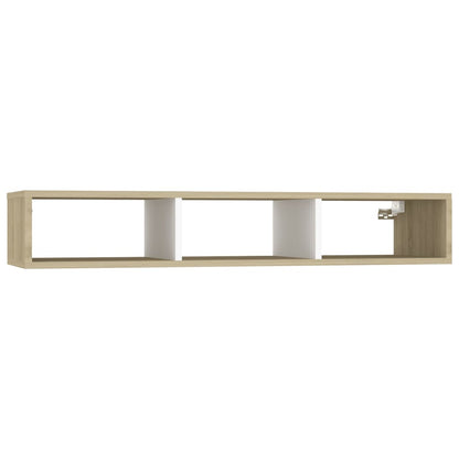 Berkfield Wall Shelf Cabinet White and Sonoma Oak 102x30x17cm Engineered Wood