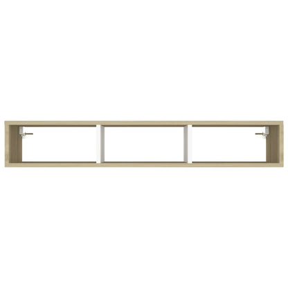 Berkfield Wall Shelf Cabinet White and Sonoma Oak 102x30x17cm Engineered Wood