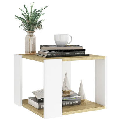 Berkfield Coffee Table Sonoma Oak and White 40x40x30 cm Engineered Wood