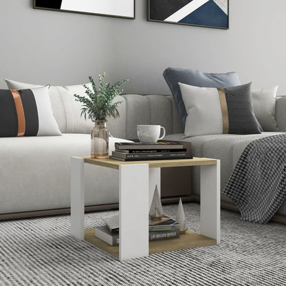 Berkfield Coffee Table Sonoma Oak and White 40x40x30 cm Engineered Wood