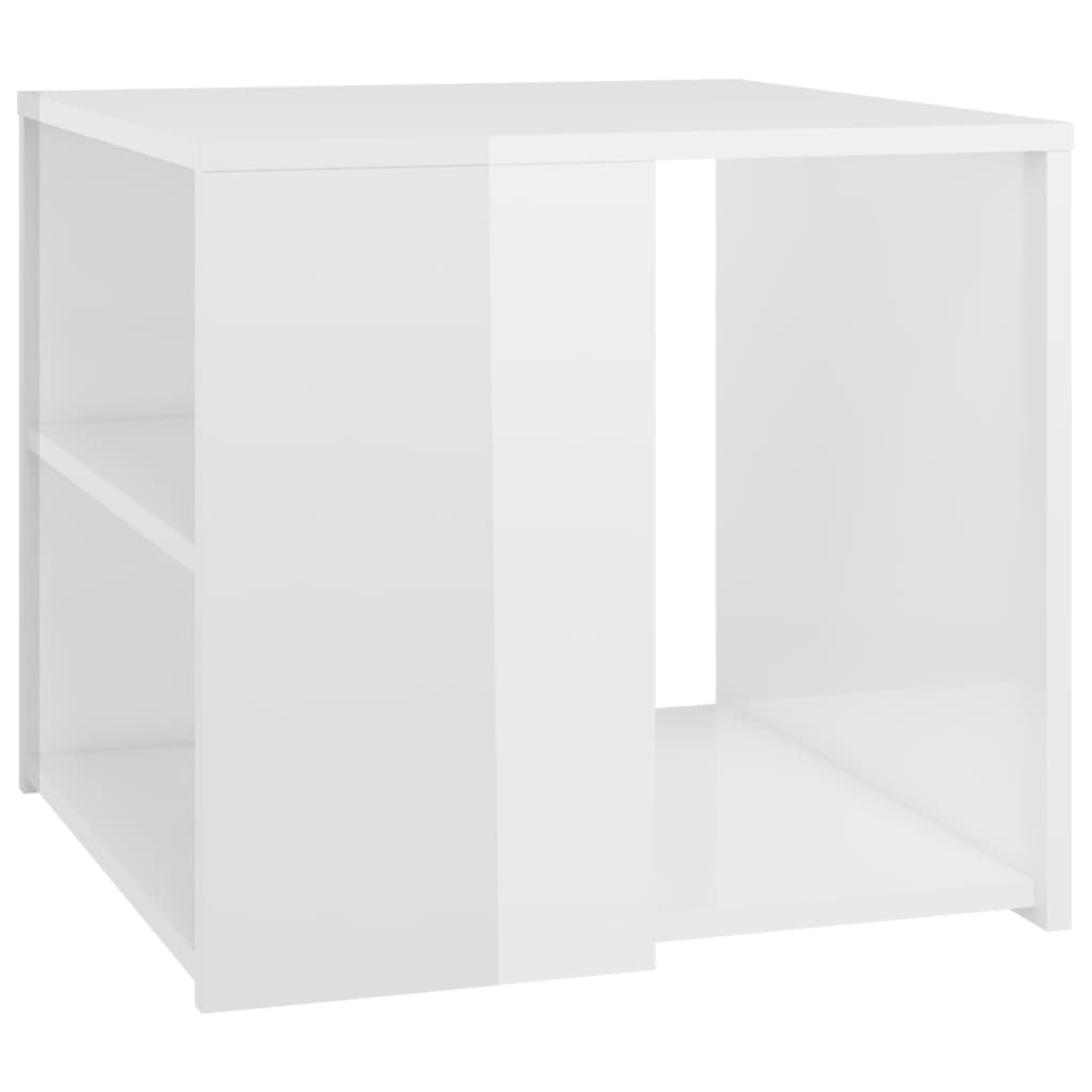 Berkfield Side Table High Gloss White 50x50x45 cm Engineered Wood