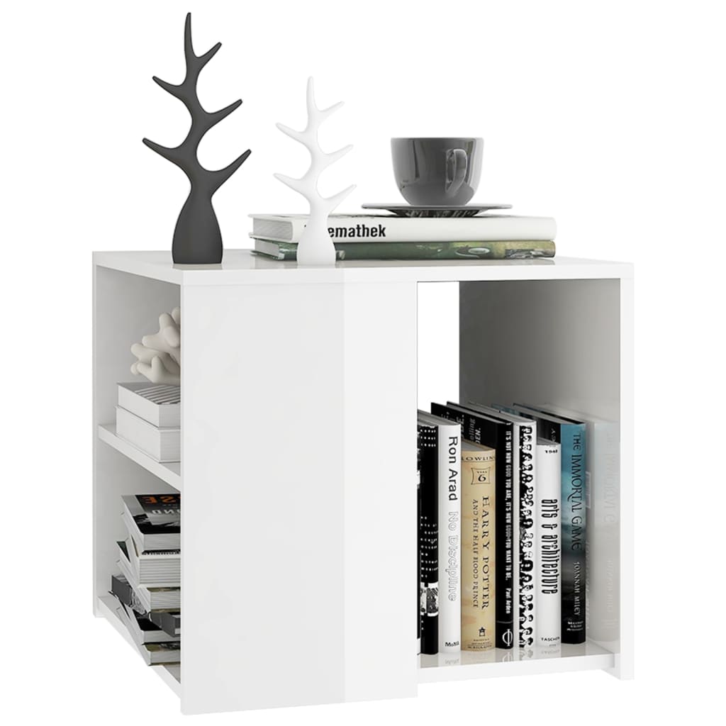 Berkfield Side Table High Gloss White 50x50x45 cm Engineered Wood