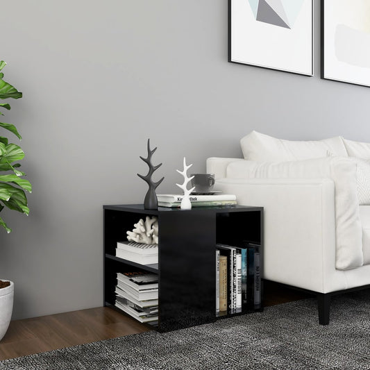 Berkfield Side Table High Gloss Black 50x50x45 cm Engineered Wood