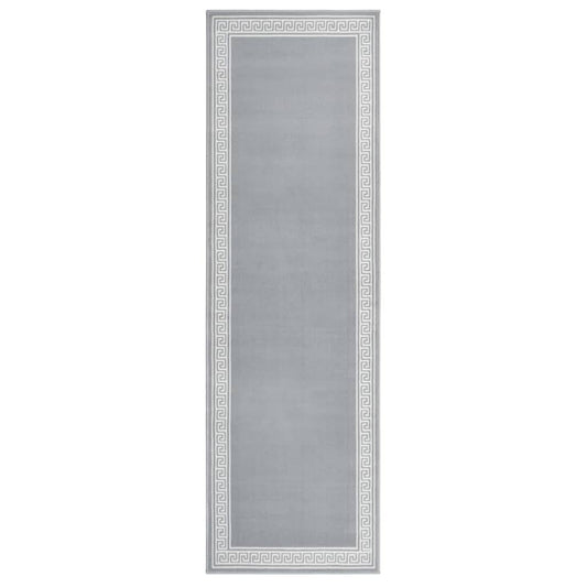 Berkfield Runner Rug BCF Grey with Motif 100x350 cm