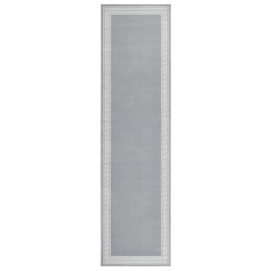 Berkfield Runner Rug BCF Grey with Motif 100x400 cm
