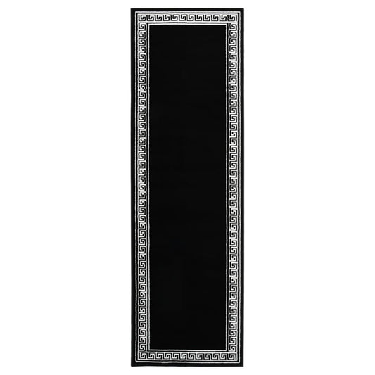 Berkfield Runner Rug BCF Black with Motif 60x150 cm