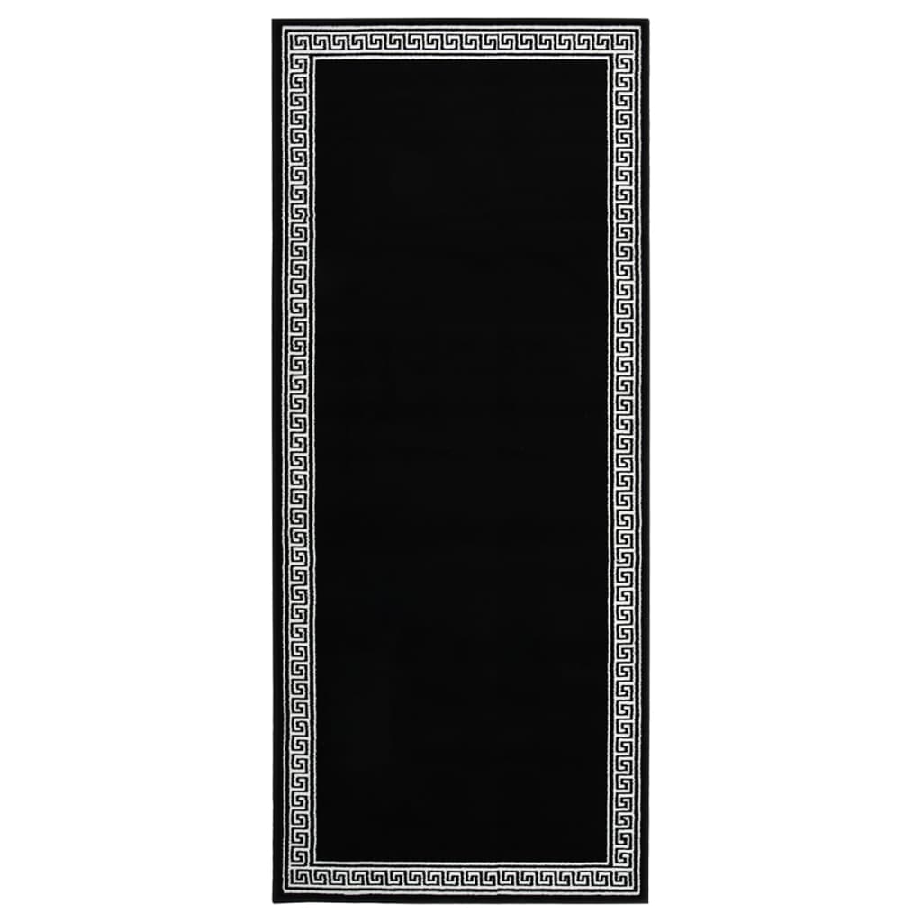 Berkfield Runner Rug BCF Black with Motif 100x200 cm