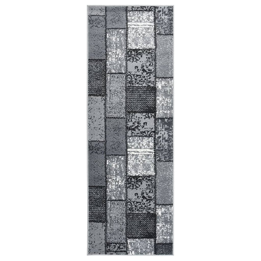 Berkfield Runner Rug BCF Grey with Block Pattern 80x200 cm