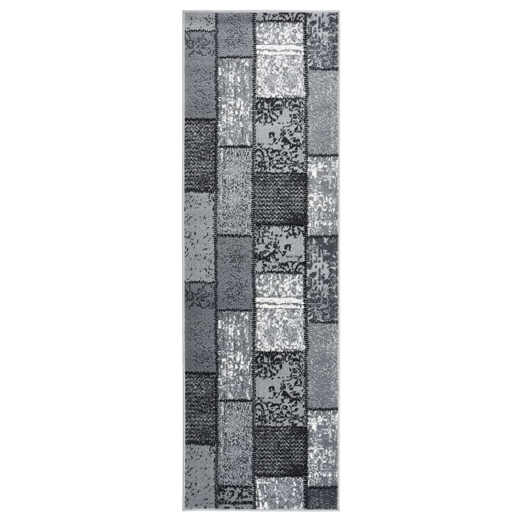 Berkfield Runner Rug BCF Grey with Block Pattern 80x300 cm
