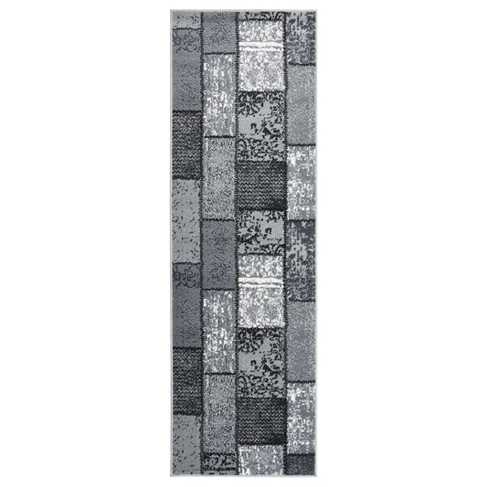 Berkfield Runner Rug BCF Grey with Block Pattern 80x300 cm